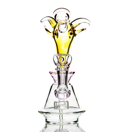 8" Bull Head Water Pipe Fume Glass With 14mm Male Bowl