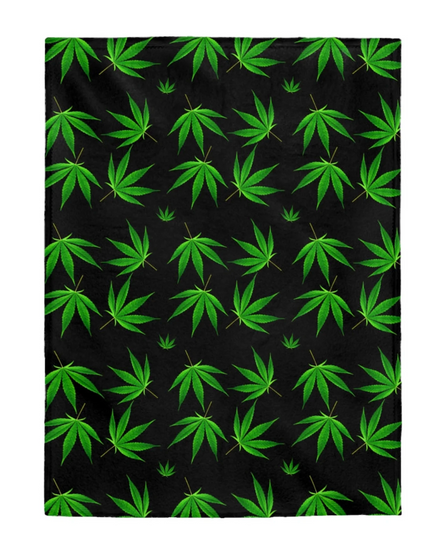 Supper Soft One Size Flannel Blanket Cannabis Leaf Print