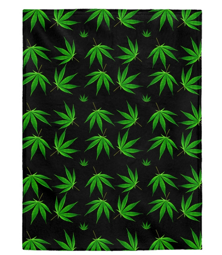 Supper Soft One Size Flannel Blanket Cannabis Leaf Print