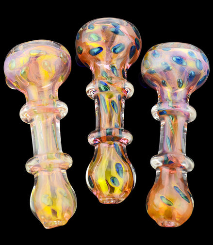 4" One Hitter Chillum Heavy Gold Rim Fancy Dot Art Approx 70 Grams - LA Wholesale Kings