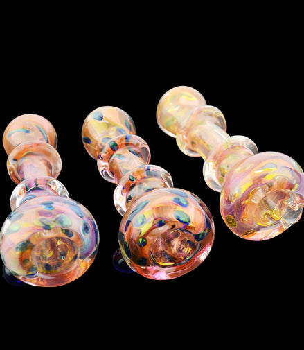 4" One Hitter Chillum Heavy Gold Rim Fancy Dot Art Approx 70 Grams - LA Wholesale Kings