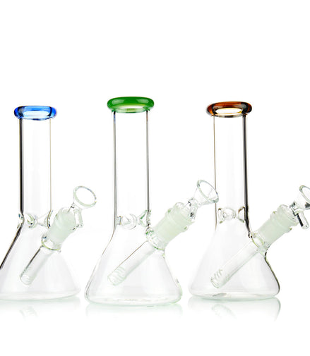 8" Beaker with Color Mouth 4mm Glass - LA Wholesale Kings