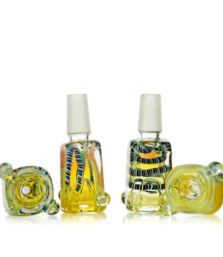 Four Square colored design Male Bowl 14mm - LA Wholesale Kings