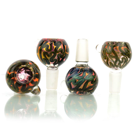 14mm Bowl Gold Fume Color Line Art Slide - LA Wholesale Kings