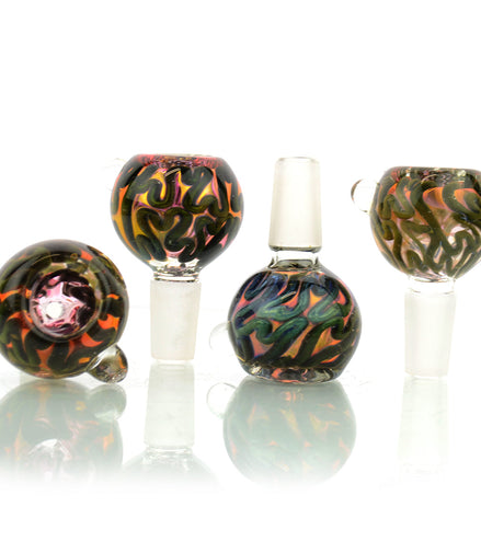 14mm Bowl Gold Fume Color Line Art Slide - LA Wholesale Kings