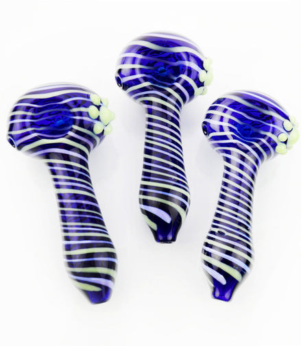 4.5" American Blue Tube Hand Pipe with Spiral Art - LA Wholesale Kings