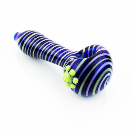 4.5" American Blue Tube Hand Pipe with Spiral Art - LA Wholesale Kings