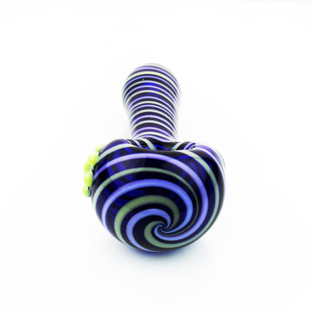 4.5" American Blue Tube Hand Pipe with Spiral Art - LA Wholesale Kings