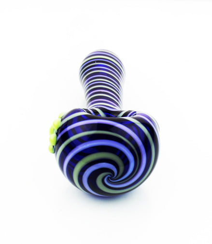 4.5" American Blue Tube Hand Pipe with Spiral Art - LA Wholesale Kings