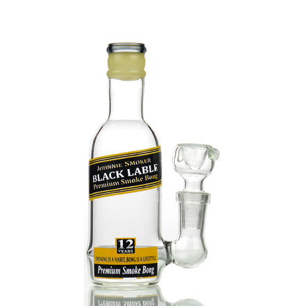5" Micro Johnny Smoker liquor bottle Rig with L-Line Perc and 14mm Male Bowl