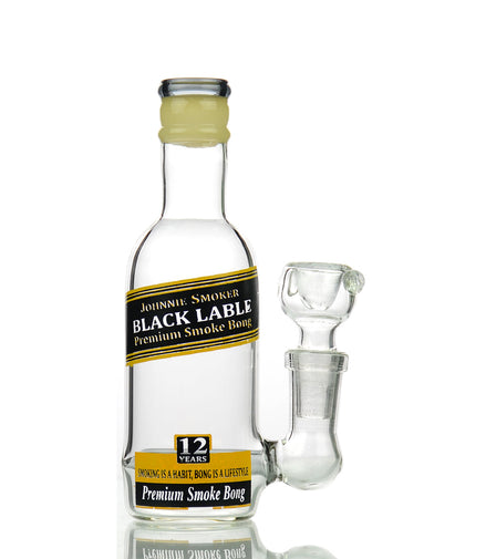 5" Micro Johnny Smoker liquor bottle Rig with L-Line Perc and 14mm Male Bowl