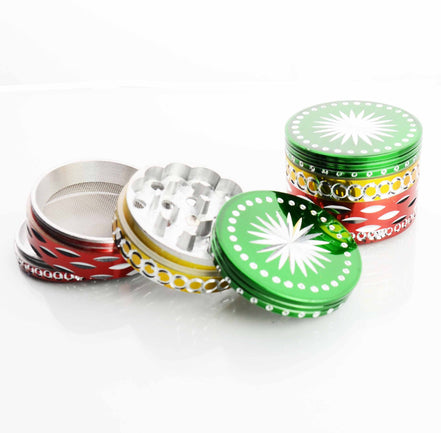 80mm Metal Rasta Colored Grinder Diamond Cut - LA Wholesale Kings
