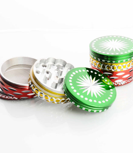 42MM  Metal Rasta Colored Grinder Diamond Cut - LA Wholesale Kings