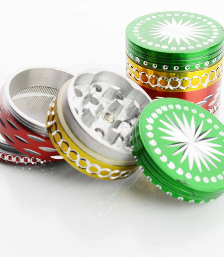 50MM  Metal Rasta Colored Grinder Diamond Cut - LA Wholesale Kings