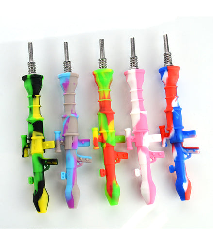 5" Shotgun Silicone Nectar Collector Straw with Titanium Nail - LA Wholesale Kings