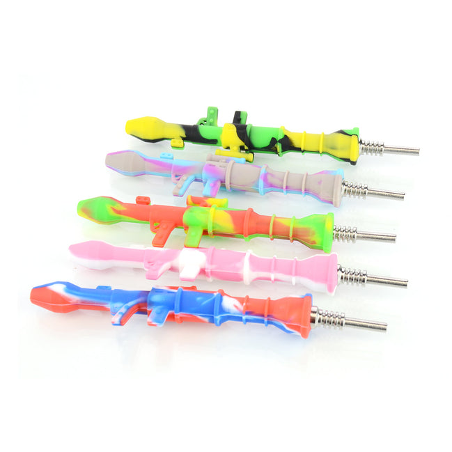 5" Shotgun Silicone Nectar Collector Straw with Titanium Nail - LA Wholesale Kings