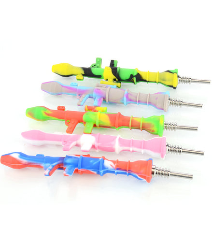 5" Shotgun Silicone Nectar Collector Straw with Titanium Nail - LA Wholesale Kings