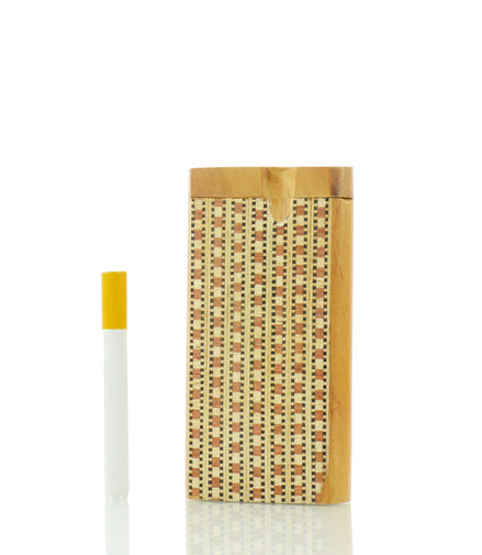 Handmade Wooden Dugout Plaid Art with 3" Metal Cigarette - LA Wholesale Kings