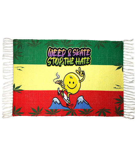 Handloom Printed Weed & Skate Design Doormat Size 2ft x 3ft