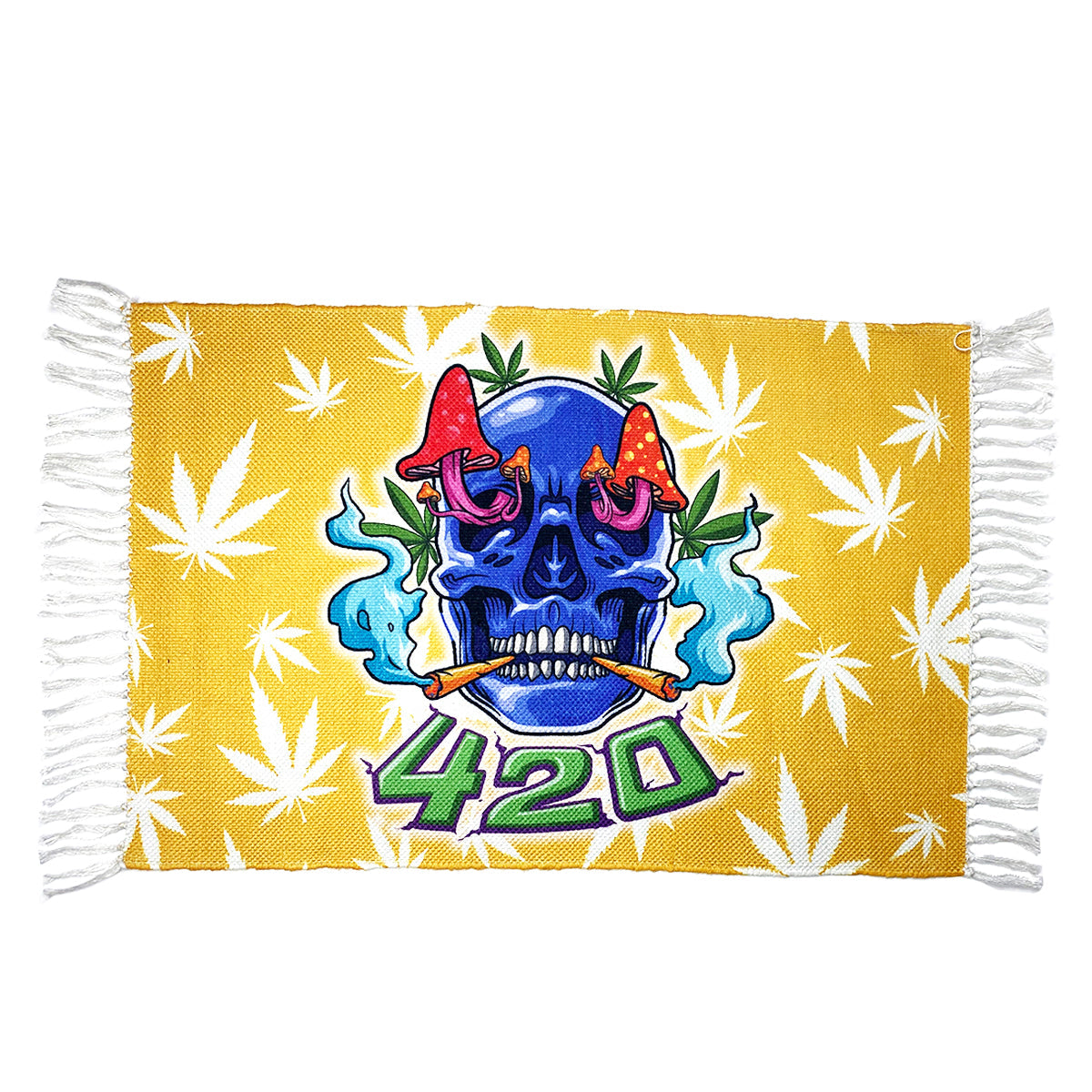 Handloom Printed 420 Skull Mushroom Design Doormat Size 2ft x 3 ft