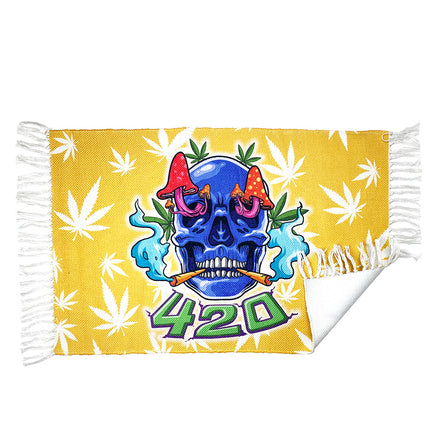 Handloom Printed 420 Skull Mushroom Design Doormat Size 2ft x 3 ft