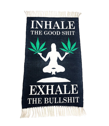 Handloom Printed Inhale Good Shit Doormat - Size - 2ft x 3ft