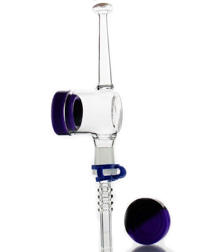 8" Clear glass Nectar Collector Concentrate with 14mm Plastic Clip and 9mm Silicone Jar - LA Wholesale Kings