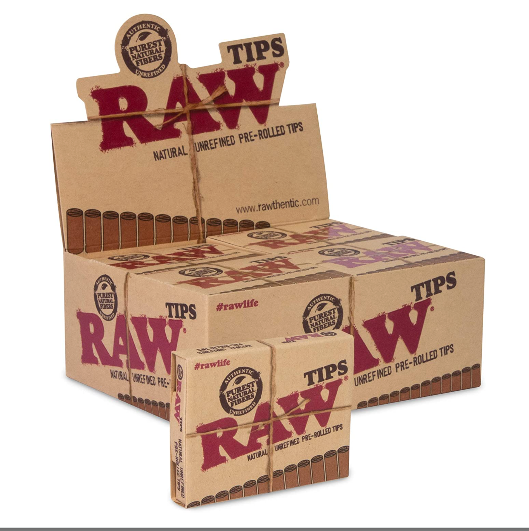 RAW Pre-Rolled Tips Full Box | 20 Booklets - 21 Tips Per Booklet - LA Wholesale Kings