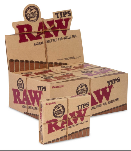 RAW Pre-Rolled Tips Full Box | 20 Booklets - 21 Tips Per Booklet - LA Wholesale Kings