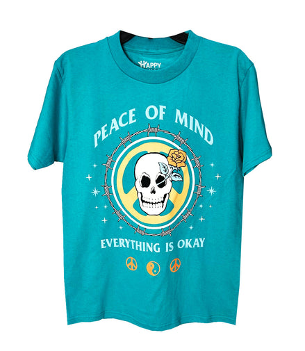 Peace of Mind Teal Short Sleeve T-Shirt 100% Cotton- Pack of 6 Units  1S, 2M, 2L, 1XL