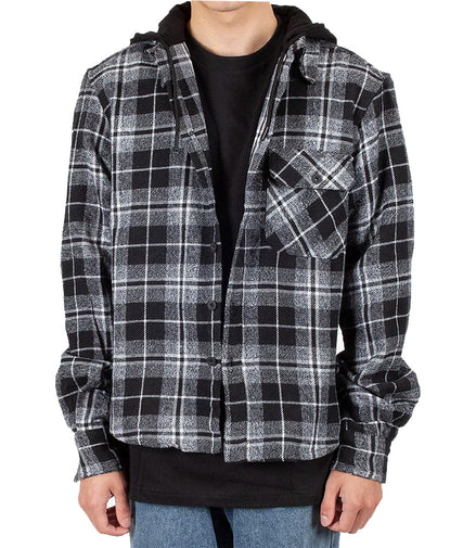 5 Pieces Pack of Black/Grey - Drippin Rose Flannel Shirt Hoddie 1S-1M-2L-1XL