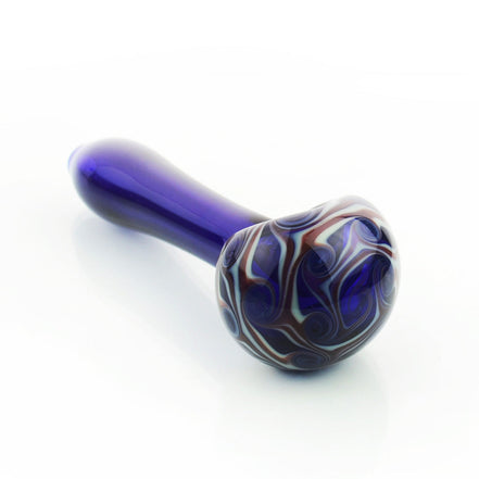 4.5" American Blue Tube Hand Pipe Dot Fancy Art Head Spoon - LA Wholesale Kings