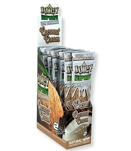 Coconut Cream  Juicy Hemp Wraps Terp Enhanced - 2 Wraps Per Pack - (25 Count Displays) - LA Wholesale Kings