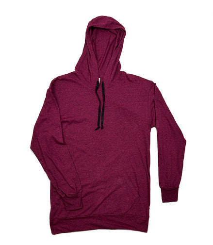 Long Sleeve Burgundy  T-Shirt with Hoodie, Pack of 6 Units-2M, 2L, 2XL