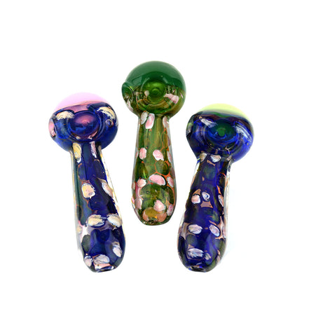 4" Blue Bubbler Strap Hand Pipe With Slime Head