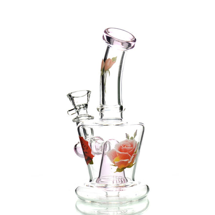 6" Flower Sticker Water Pipe with 14mm Male Bowl