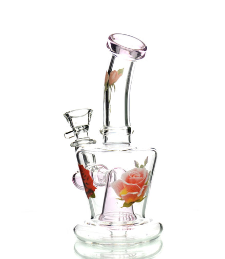 6" Flower Sticker Water Pipe with 14mm Male Bowl