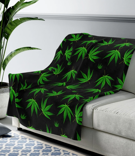 Supper Soft One Size Flannel Blanket Cannabis Leaf Print