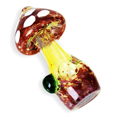 4.5" Mushroom Hand Pipe Spoon Glass Frit Design - LA Wholesale Kings
