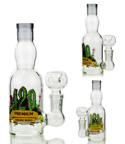 5.5" Mini 420 Bong Liquor Bottle 14mm Male Bowl - LA Wholesale Kings