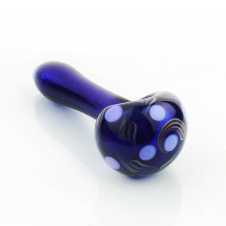4.5" American Blue Tube Hand Pipe Dot Fancy Art Head Spoon - LA Wholesale Kings