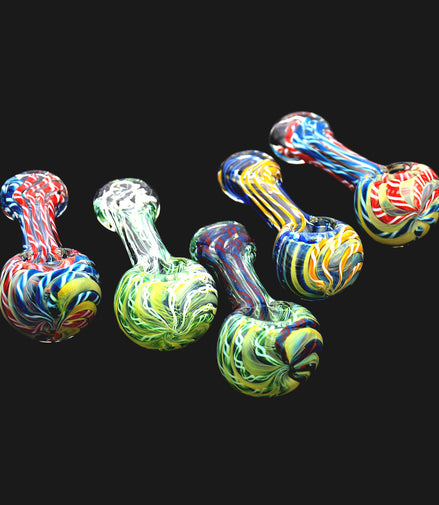 3.5" Hand Pipe Silver Fume Glass Inside Twisting Art - LA Wholesale Kings