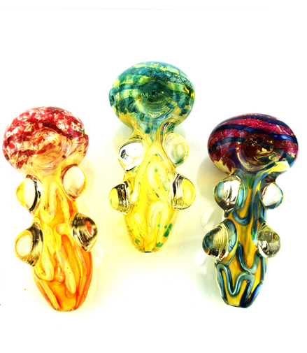 5" Gold Fume Glass with Knockers 200G and Frit Glass Art
