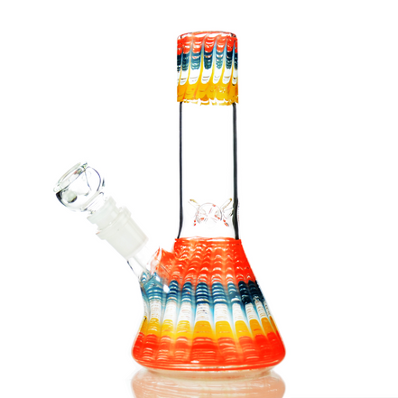 8" Zigzag Fancy Design Beaker American Colors - LA Wholesale Kings