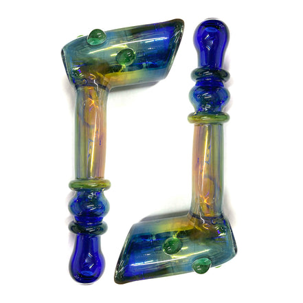 8" Hammer Blue Glass Gold Fume - LA Wholesale Kings