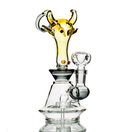 8" Bull Head Water Pipe Fume Glass With 14mm Male Bowl