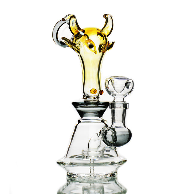 8" Bull Head Water Pipe Fume Glass With 14mm Male Bowl