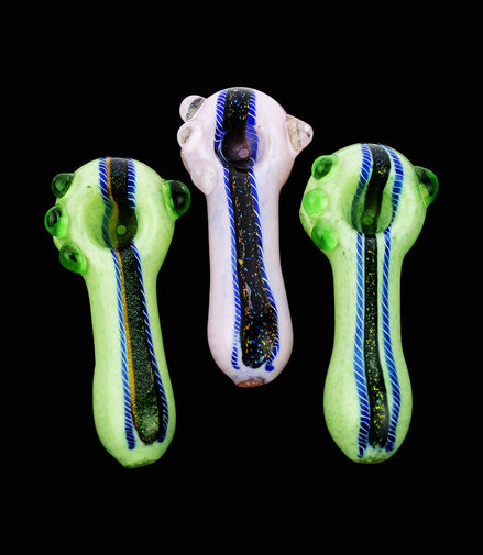 4.5" American Made Dhicro Spoon Hand Pipe Slime Color Frit Art - LA Wholesale Kings