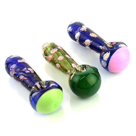 4" Blue Bubbler Strap Hand Pipe With Slime Head