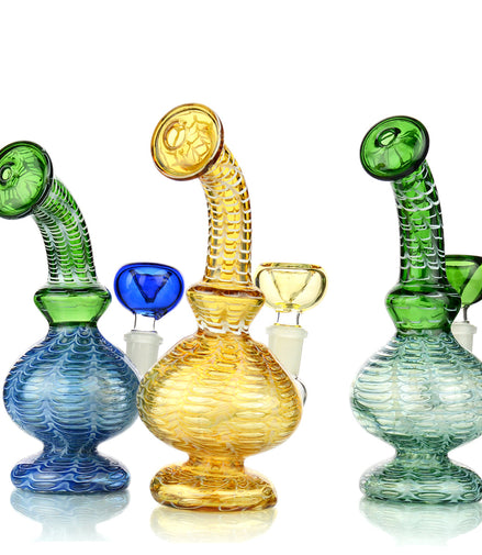 8" Color Tube Net Design Water Pipe 14mm Male Bowl Included Approx 240 Grams - LA Wholesale Kings